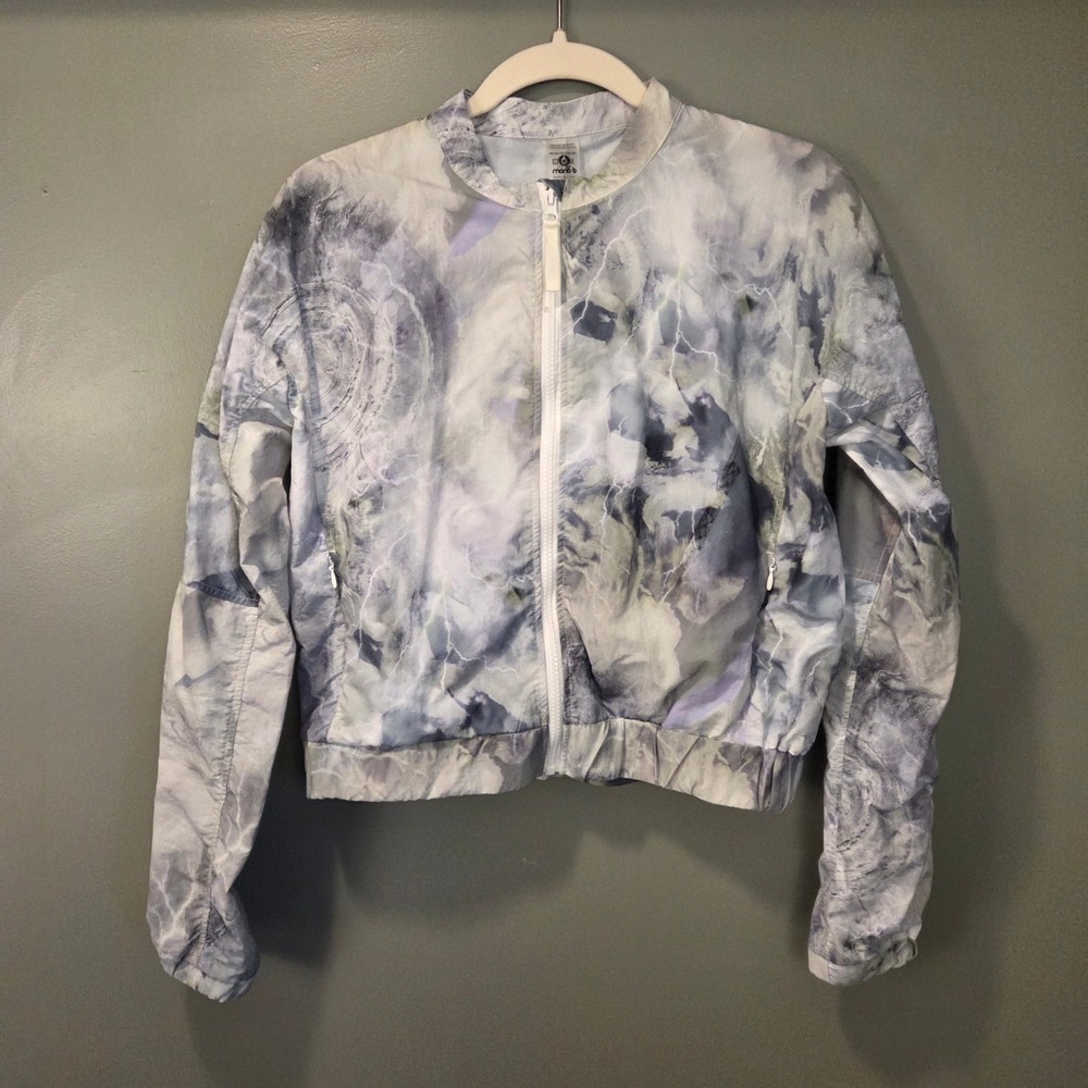 Mono B Women's Cropped Lightweight Bomber Jacket Size M, Lightening Tie Dye